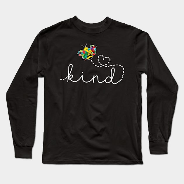 Be Kind Bee Puzzle Autism Awareness Long Sleeve T-Shirt by FrancisDouglasOfficial